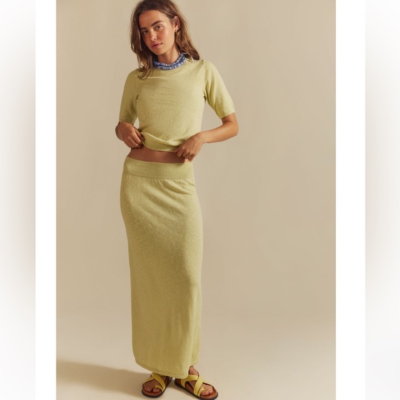 Free People Dresses & Skirts - FREE PEOPLE Isabella Sweater Skirt Set, Lemongrass, NWT, sizes M & L